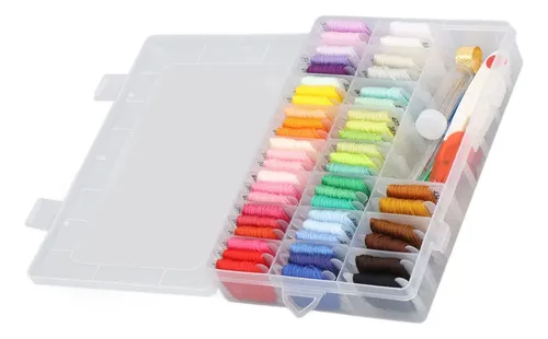 Kit 50 Hilos De Punto De Cruz Con Caja Y Agujas, Bordado Man