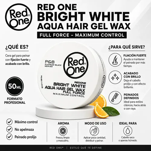 Red One Pomada Mini 50ml Blanca Aqua Barberia Maxima Fuerza