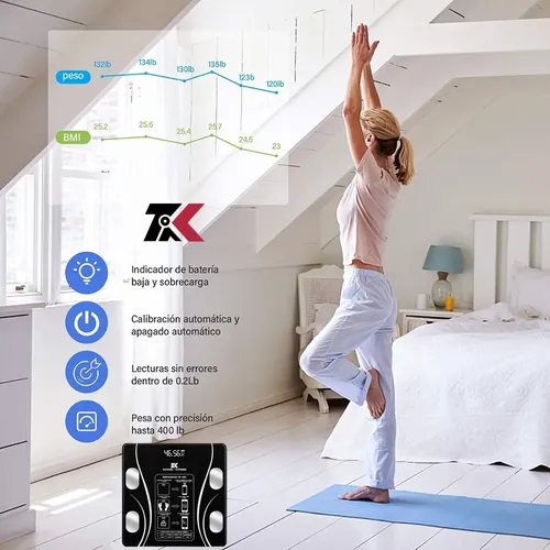 Báscula Baño Electrónica Led Aplicació Inteligentn Bluetooth