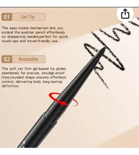 Lápiz Delineador De Ojos De Gel Negros Impermeable. Pack 12