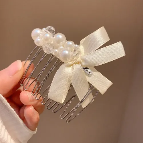 Peineta De Perlas Y Cristales French Sweet Ribbon
