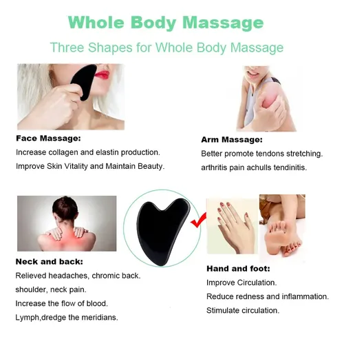 Gua Sha Facial Ditind Obsidiana Negra Masaje Corporal