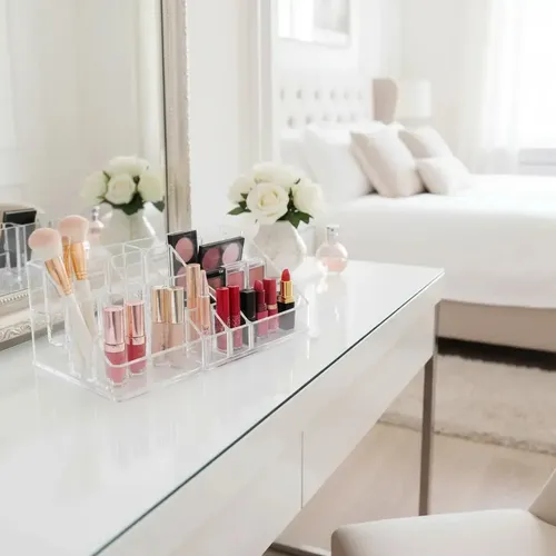 Organizador Maquillaje Brochas Cosmético Acrílico Divisiones Acrílico