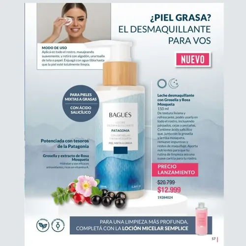 Bagues Patagonia. Leche Desmaquillante Piel Mixta-grasa