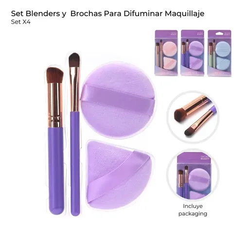 Set 2 Esponjas Blender 2 Brochas Difuminar Maquillaje Skora