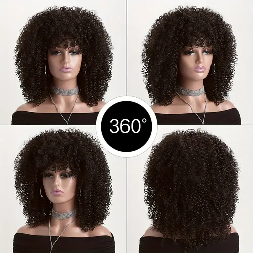 Peluca Corta Rizada Africana For Mujer For Uso Diario Y