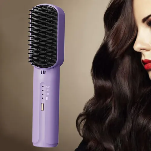 Peine Alisador De Pelo Calentado Con 3 Temperaturas Violeta