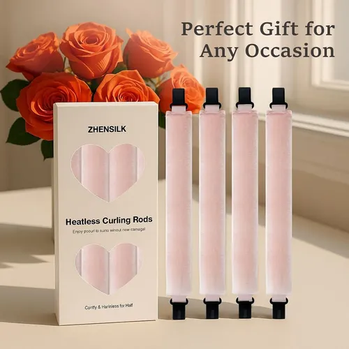Set Rulos Cabello Sin Calor Zhensilk 4 Pzas Rosa