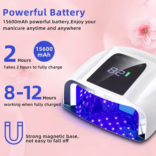 Lámpara Led Uv Recargable 96 W Secadora Profesional Inalámbr