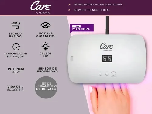 Kit Uñas Gadnic Torno T20K 20000 RPM Cabina UV LED 48W Secado Rapido Manicura Completa