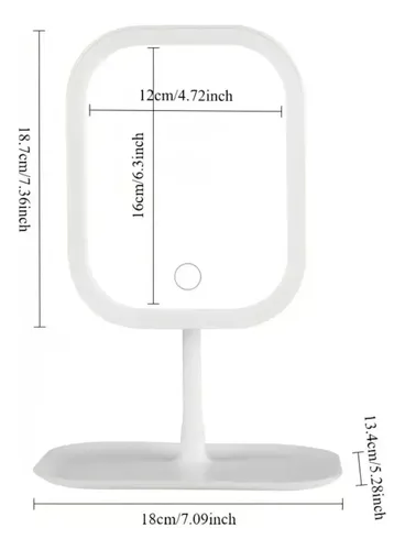 Espejo De Maquillaje Led Táctil Con Base Organizadora Blanco
