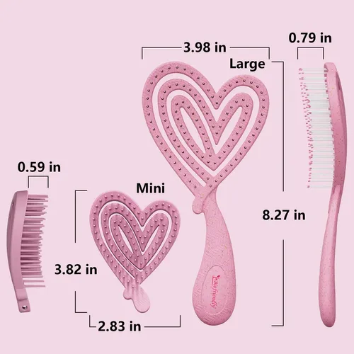 Cepillo Para Cabello Biofriendly Set Rosa Grande Y Mini