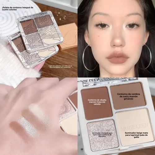 Mugeleen Paleta 4 Mate Brillante Sombra Nariz Estudiante