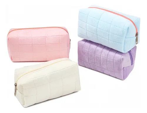 Cartuchera De Maquillaje Viajera Púrpura Mediana De Pana