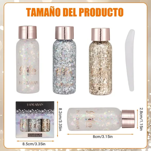 Face Glitters, Set De 3 Geles Con Hojuelas De Sirena