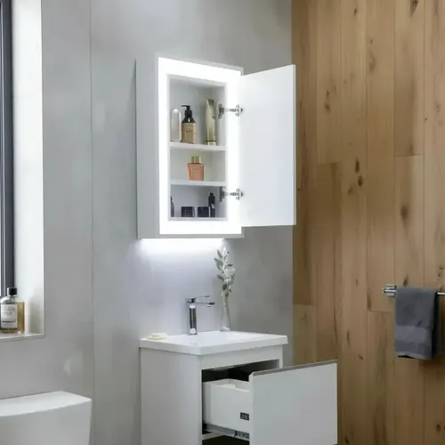 Botiquin Espejo Bernova De 50cm Blanco Con Luz Led Blanco