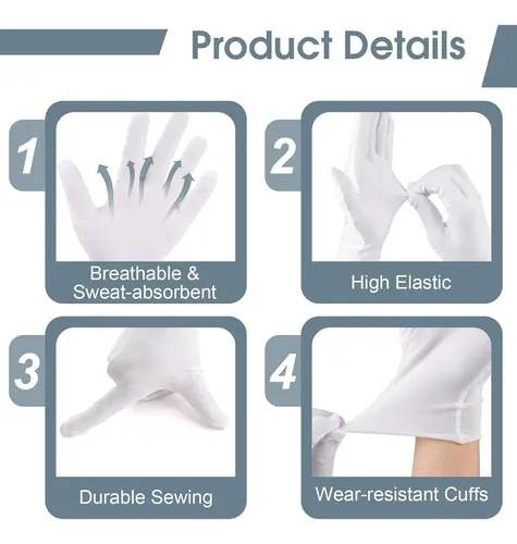 Guantes Algodón Blancos Hidratantes Para Manos Secas Eccema