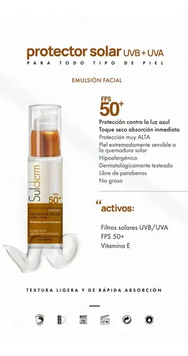 Protector Solar Facial Sulderm Sin Color Fps50 50gr
