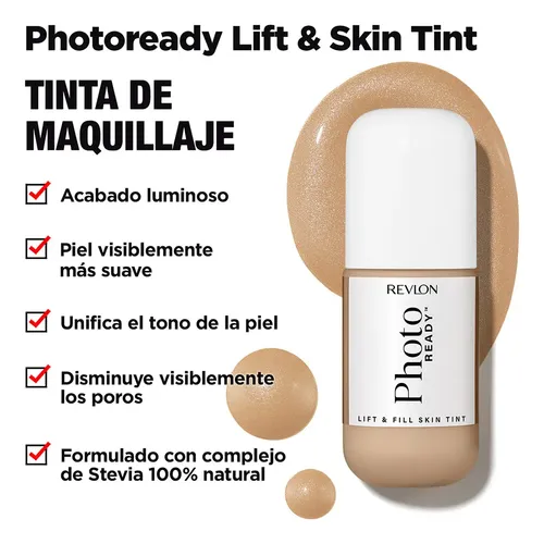 Tinta de Maquillaje Multiusos Revlon PhotoReady Lift & Fill Efecto Luminoso Skin Tint Formula con Escualano Hidratante Acabado Radiante Tono 120
