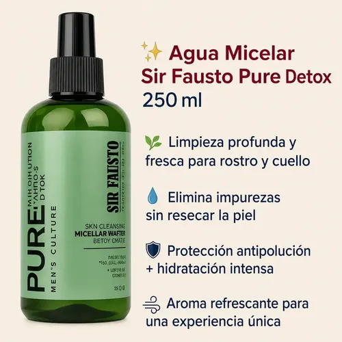 Sir Fausto Agua Micelar Pure Detox Limpieza Profunda 250ml