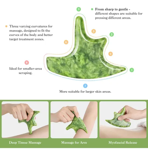 Juego De Herramientas De Masaje Gua Sha Jade Stone Cekpo Con