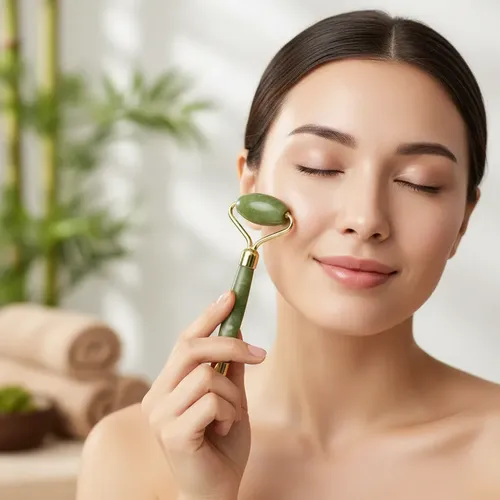 Masajeador Doble Rodillo Jade Facial Corporal Piedra