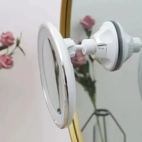 Espejo De Maquillaje Con Lupa Led De 10 Aumentos, Ventosa Flexible De 360°