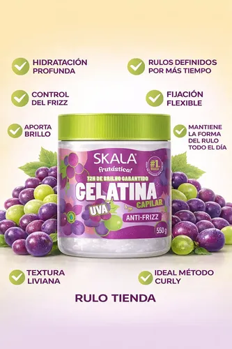 Gelatina Skala Uva Frutastica Gel Anti Frizz Apta Curly