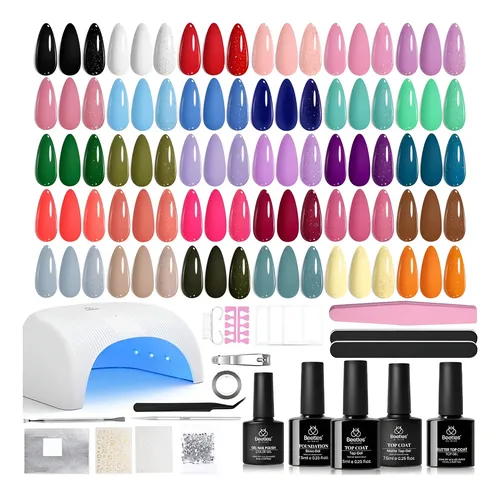 Kit Esmalte Semipermanente 32 Colores Uv Base Top Coat