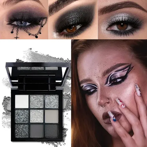 9-grid Red Eyeshadow Palette Purple Glitter La Lo