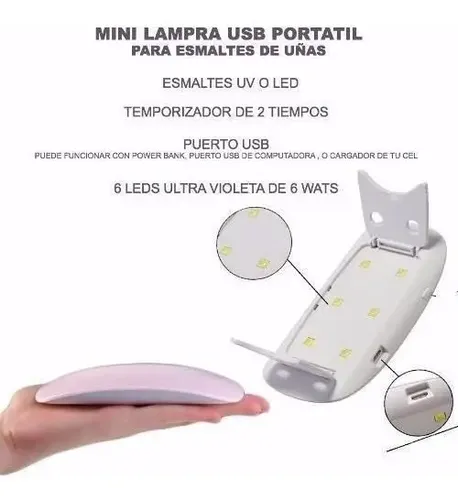 Secadora Uñas Lezaya Mini UV LED Temporizador 6W