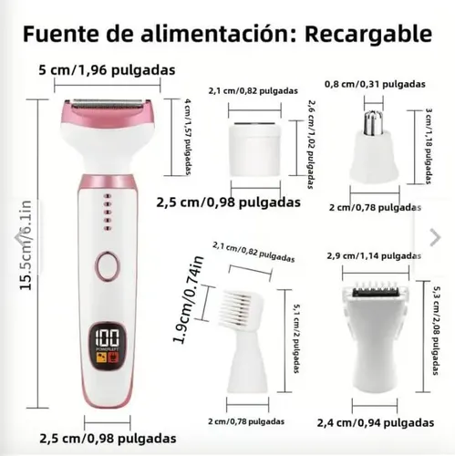 Depiladora Eléctrica 5 En 1 Portatil Usb Visor Cuerpo Cara