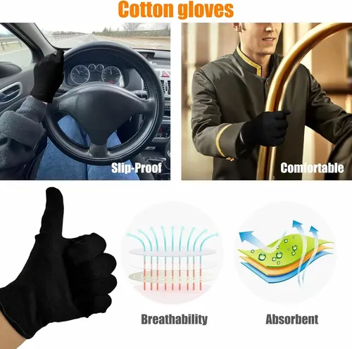 Guantes De Algodón Negros Hidratantes Para Manos Secas