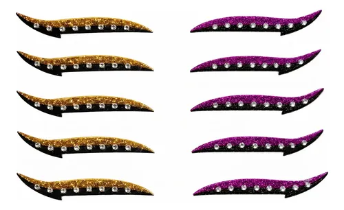 Combo X10 Delineadores Adhesivos Glitter Con Brillos 5 Pares Variados Glitter