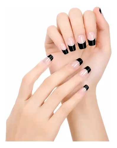 Tiras De Uñas Gel X22u Adhesivas Premium – Uv Free Francesita Negra