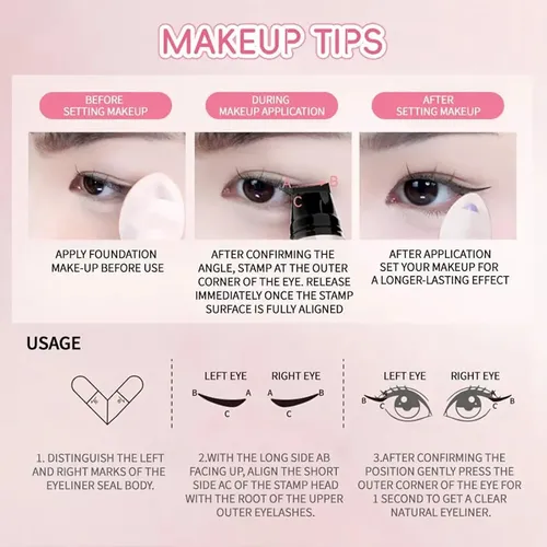 Sello De Eyeliner Plegable Reatiful 2pcs Negro Resistente Negro