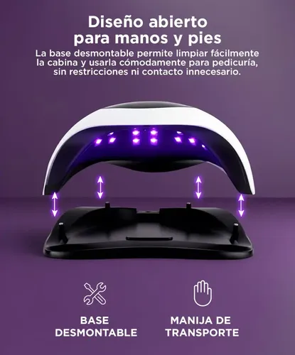 Cabina De Uñas Profesional Care By Gadnic BQ6 Pro Lámpara UV Led Temporizador Esmaltado Semi Manos Pies Soft Gel Esculpidas