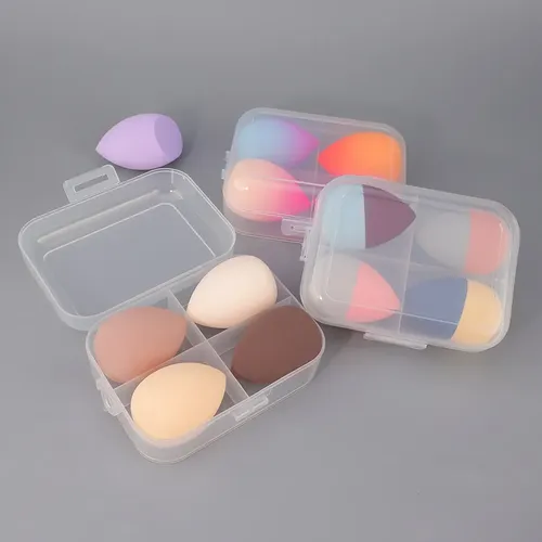 1set 4 Esponjas Maquillaje Con Estuche Plástico A *2