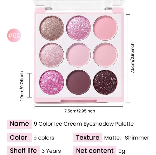 Paleta De Sombras Pink Shimmer 9 Colores