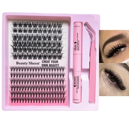 Kit Pestañas Postizas Cluster Punto Por Punto 2 Estilos Beauty Sheen Con Bond Seal Y Pinza