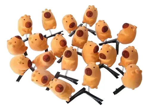 12 Broches De Capibara Con Pinzas Para El Pelo Kawaii