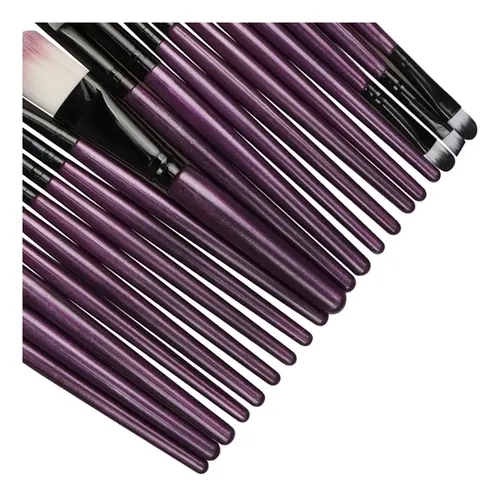 Set 20 Piezas Pinceles De Maquillaje Profesional Violeta