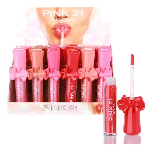 Lip Gloss Labial Liquido Brillante Con Glitter Moño Pink 21