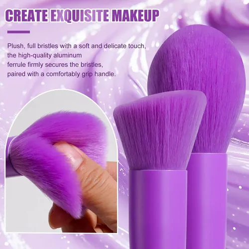Set De Brochas De Maquillaje Bs-mall 18 Unidades Morado