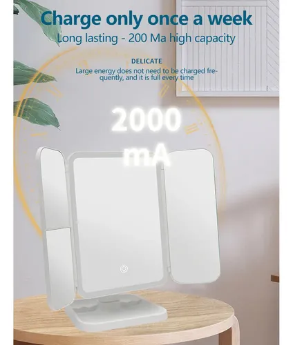 – Espejo De Maquillaje Led J (lámpara De Mesa Plegable De Tr