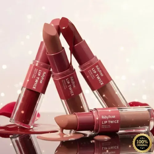 Lápiz labial Duo Lip Twice 2 en 1 con alta pigmentación de Ruby Rose Lt50