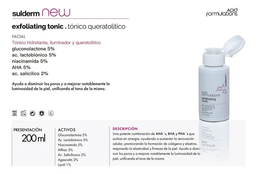 Tónico Exfoliante Sulderm Con Niacinamida Y Ácido Salicílico