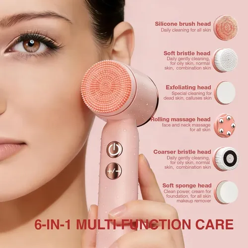Dispositivo Limpiador Facial 6 En 1 Con Pantalla Led Rosa