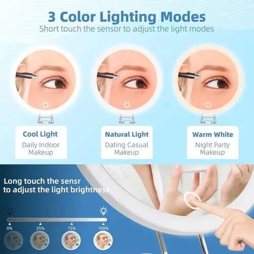 Espejo De Maquillaje Con Aumento De 40 Aumentos Con Led Táct
