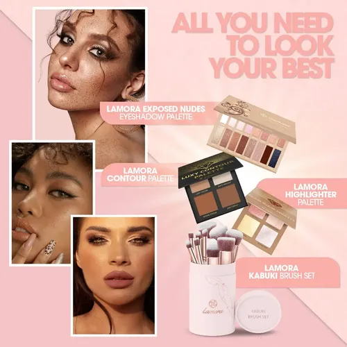Set Brochas Maquillaje Kabuki Lamora 10 Unid.